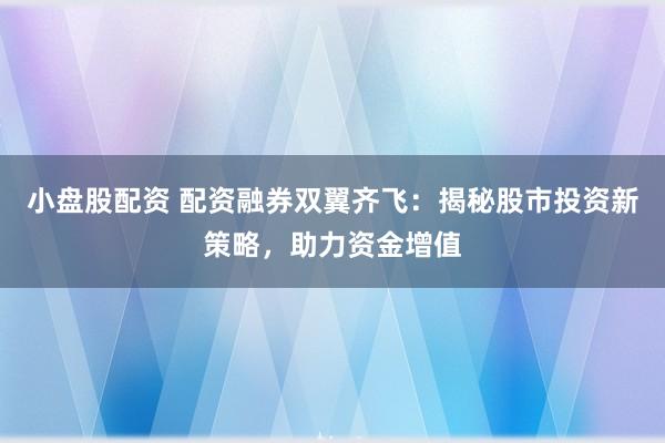 小盘股配资 配资融券双翼齐飞：揭秘股市投资新策略，助力资金增值