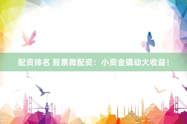 配资排名 股票微配资：小资金撬动大收益！