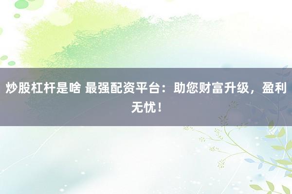 炒股杠杆是啥 最强配资平台：助您财富升级，盈利无忧！