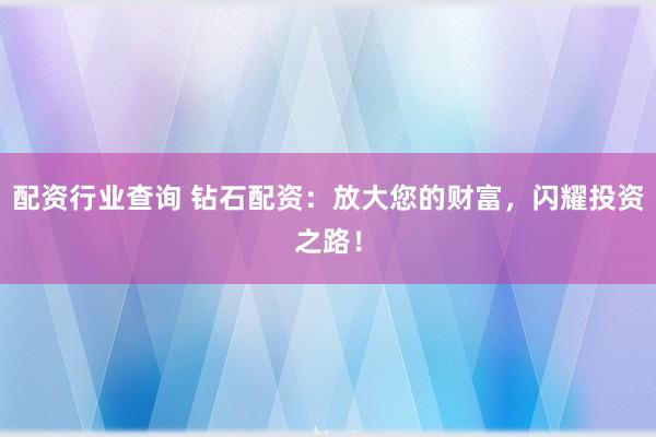 配资行业查询 钻石配资：放大您的财富，闪耀投资之路！