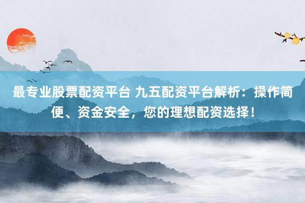 最专业股票配资平台 九五配资平台解析：操作简便、资金安全，您的理想配资选择！