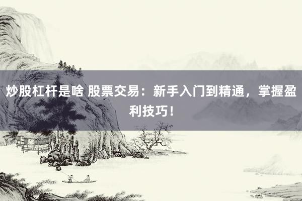 炒股杠杆是啥 股票交易：新手入门到精通，掌握盈利技巧！