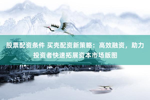 股票配资条件 买壳配资新策略：高效融资，助力投资者快速拓展资本市场版图