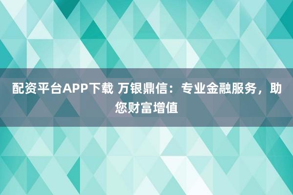 配资平台APP下载 万银鼎信：专业金融服务，助您财富增值